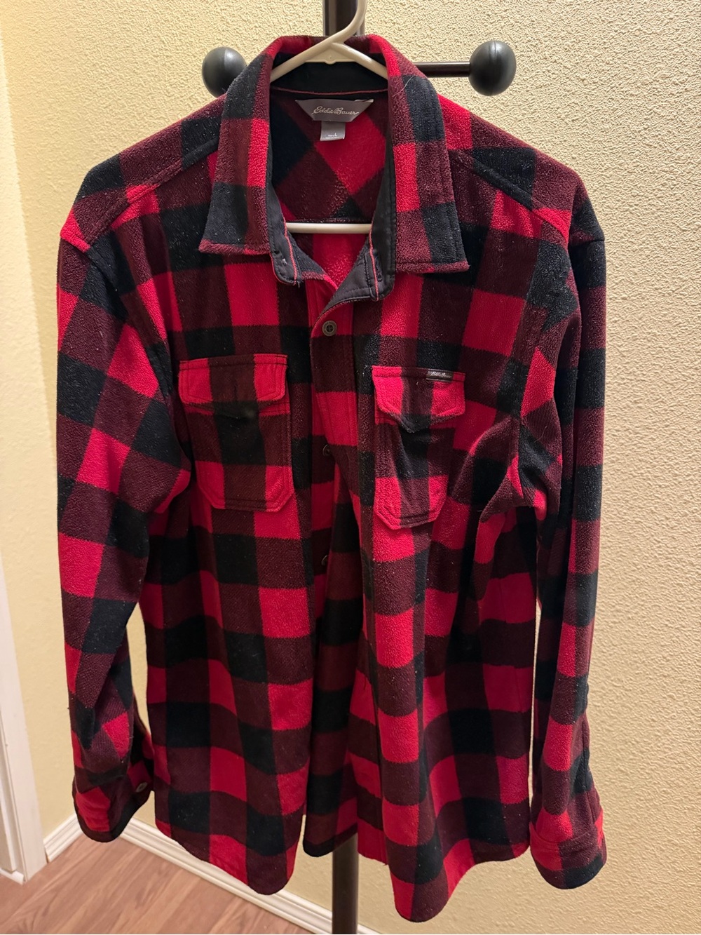 Eddie Bauer Red and Black Buffalo Plaid Button-Down Shirt